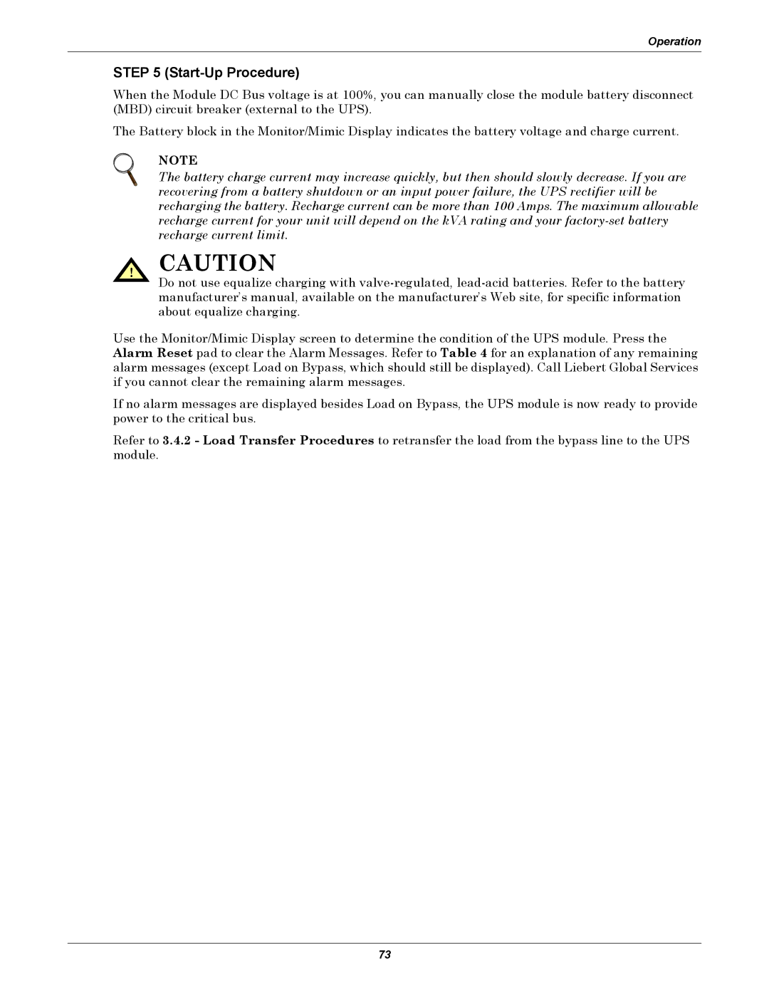 Liebert 610 manual Start-Up Procedure 