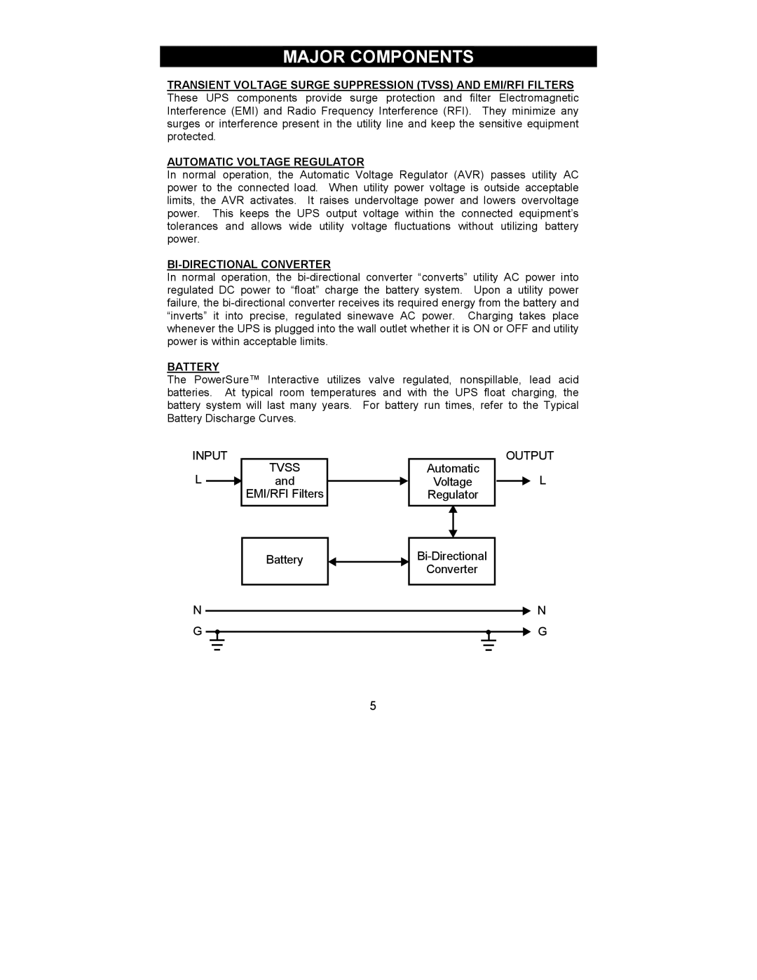 Liebert 700-2200 VA user manual Major Components, Automatic Voltage Regulator 