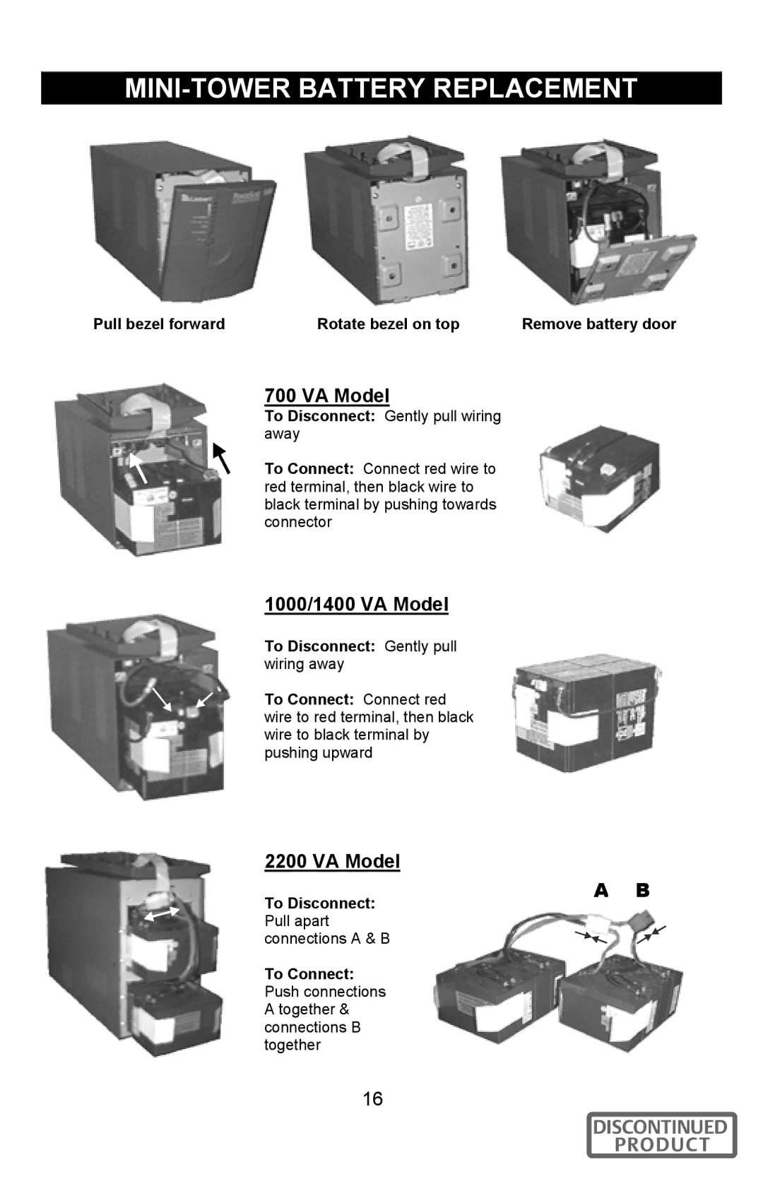 Liebert 700-2200 VA user manual VA Model 