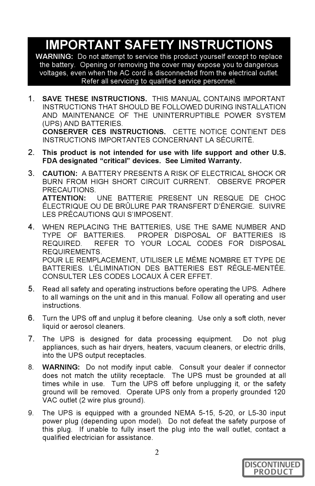 Liebert 700-3000 VA user manual Important Safety Instructions 