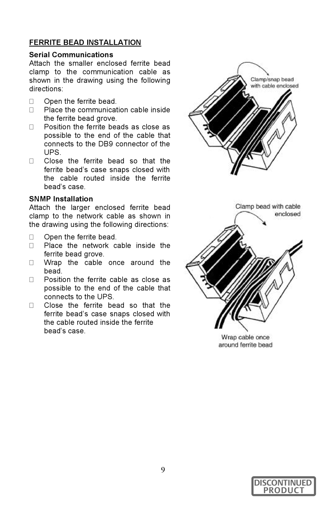 Liebert 700-3000 VA user manual Ferrite Bead Installation, Serial Communications 