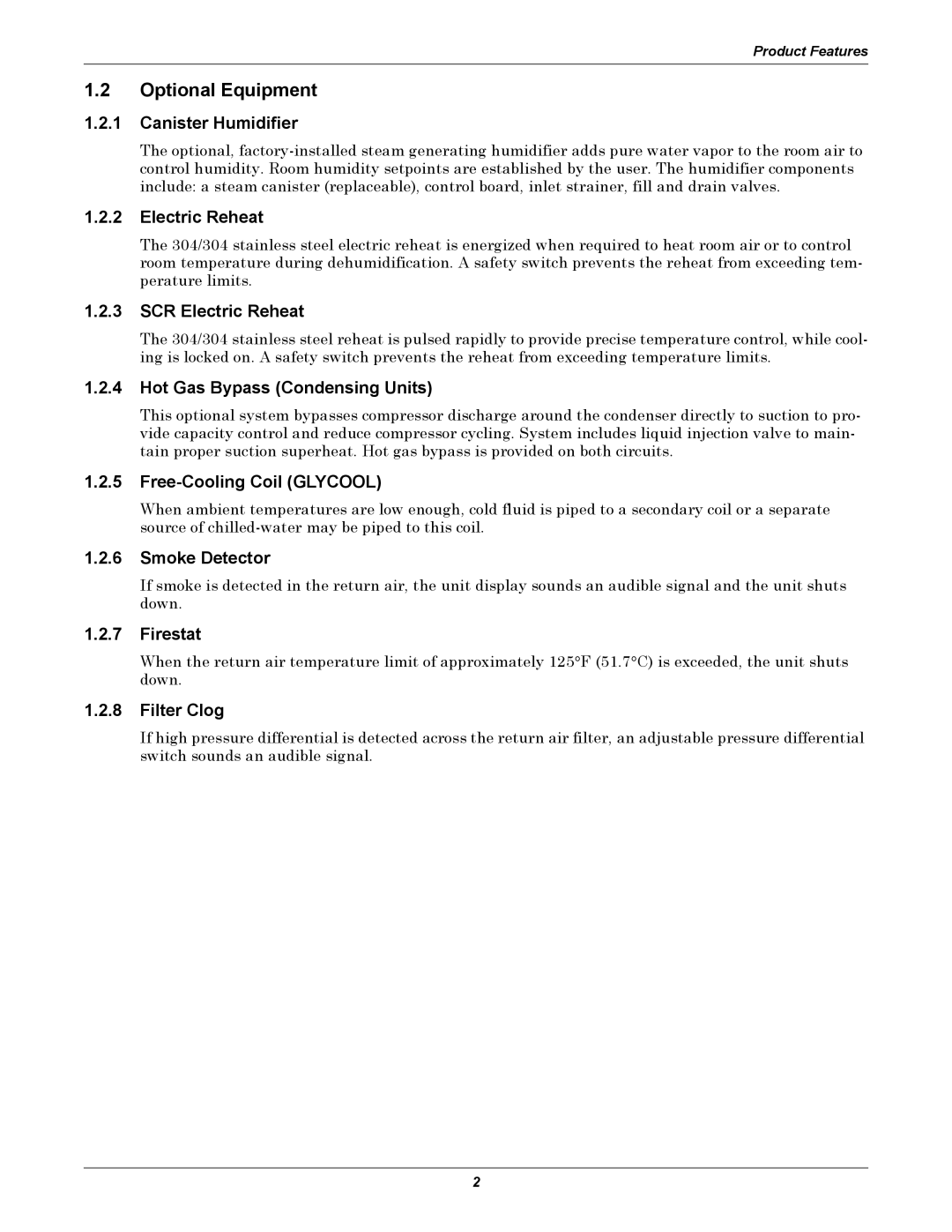 Liebert 8 Tons, 50 & 60Hz user manual Optional Equipment 