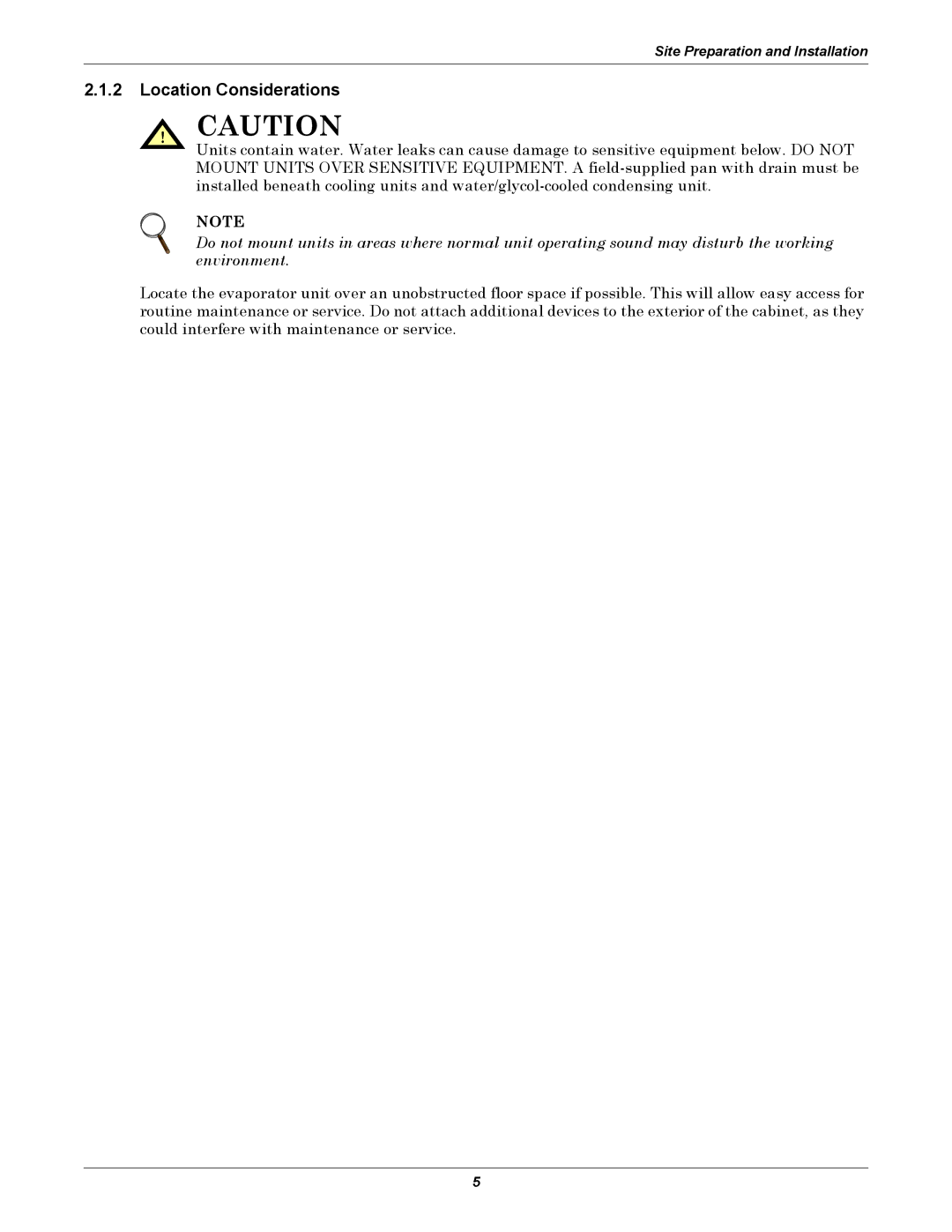 Liebert 50 & 60Hz, 8 Tons user manual Location Considerations 