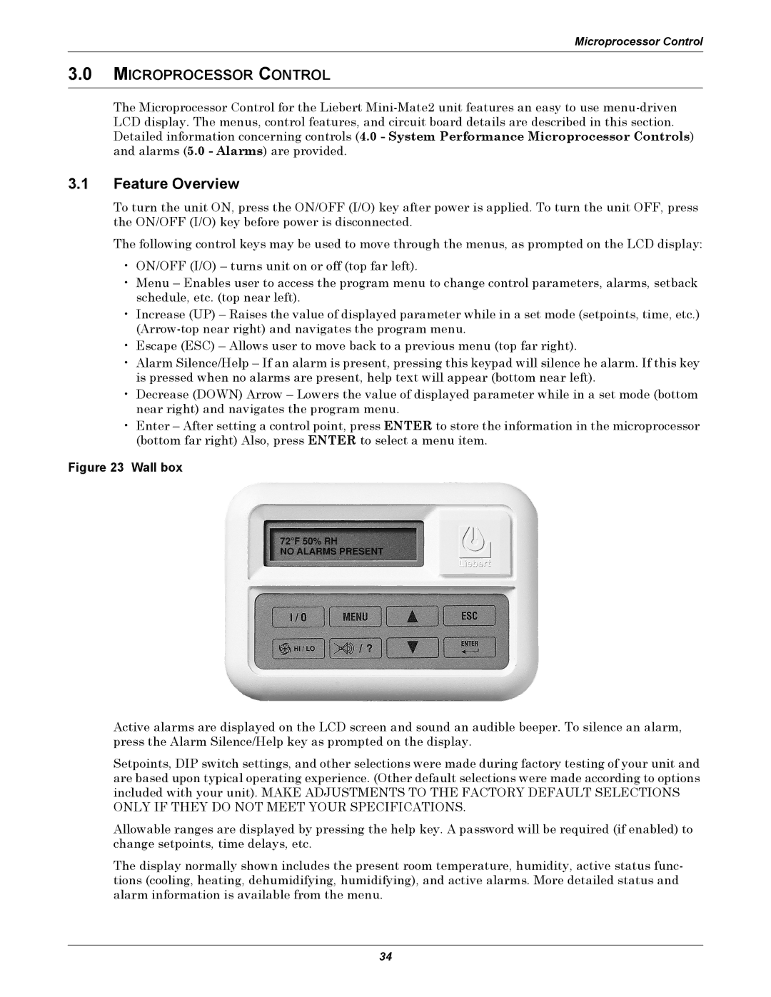 Liebert 8 Tons, 50 & 60Hz user manual Feature Overview, Wall box 