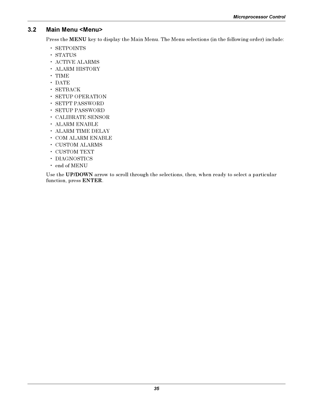 Liebert 50 & 60Hz, 8 Tons user manual Main Menu Menu 