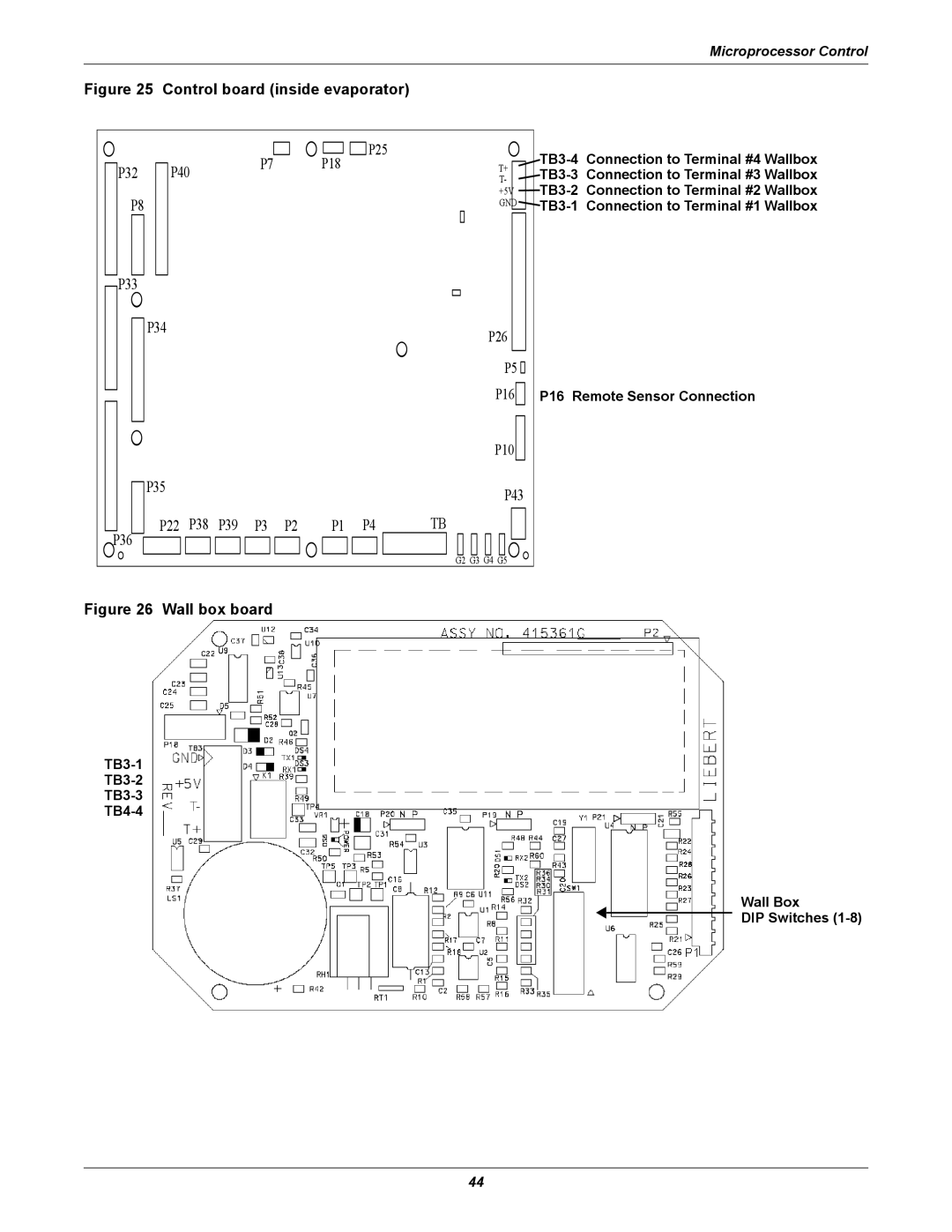 Liebert 8 Tons, 50 & 60Hz user manual TB3-4 Connection to Terminal #4 Wallbox, TB3-3 Connection to Terminal #3 Wallbox 