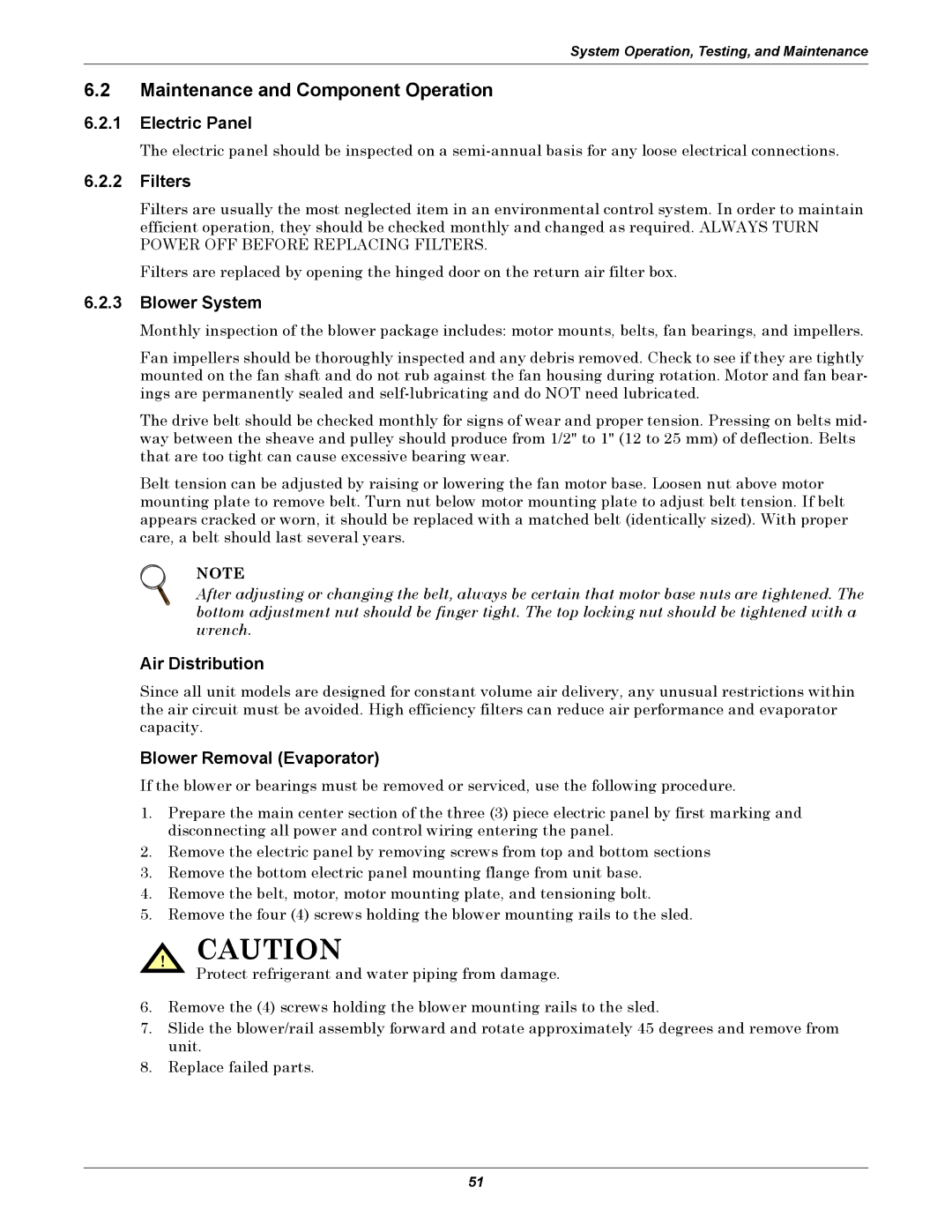 Liebert 50 & 60Hz, 8 Tons user manual Maintenance and Component Operation 