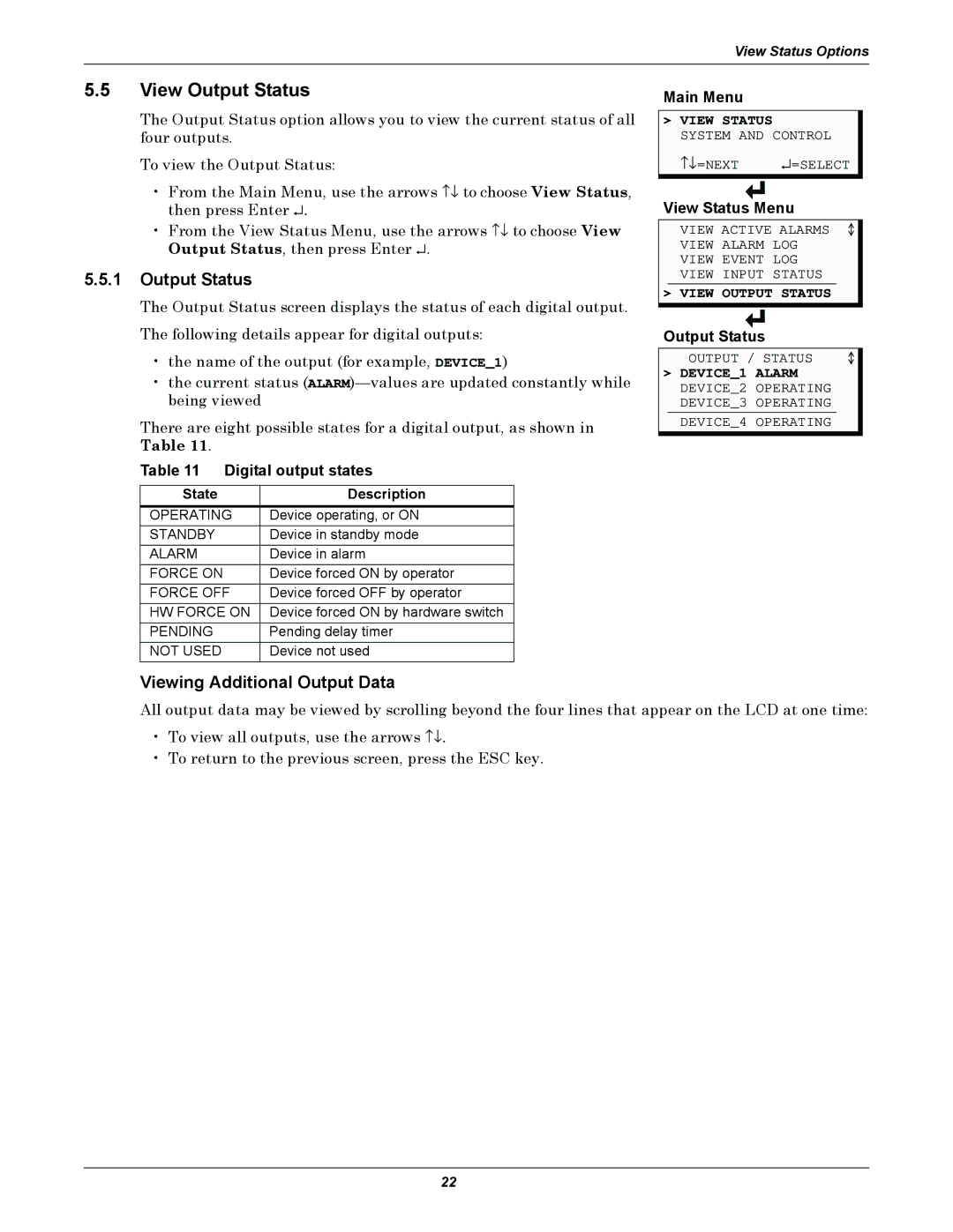 Liebert AC4 user manual View Output Status, Viewing Additional Output Data, Digital output states 