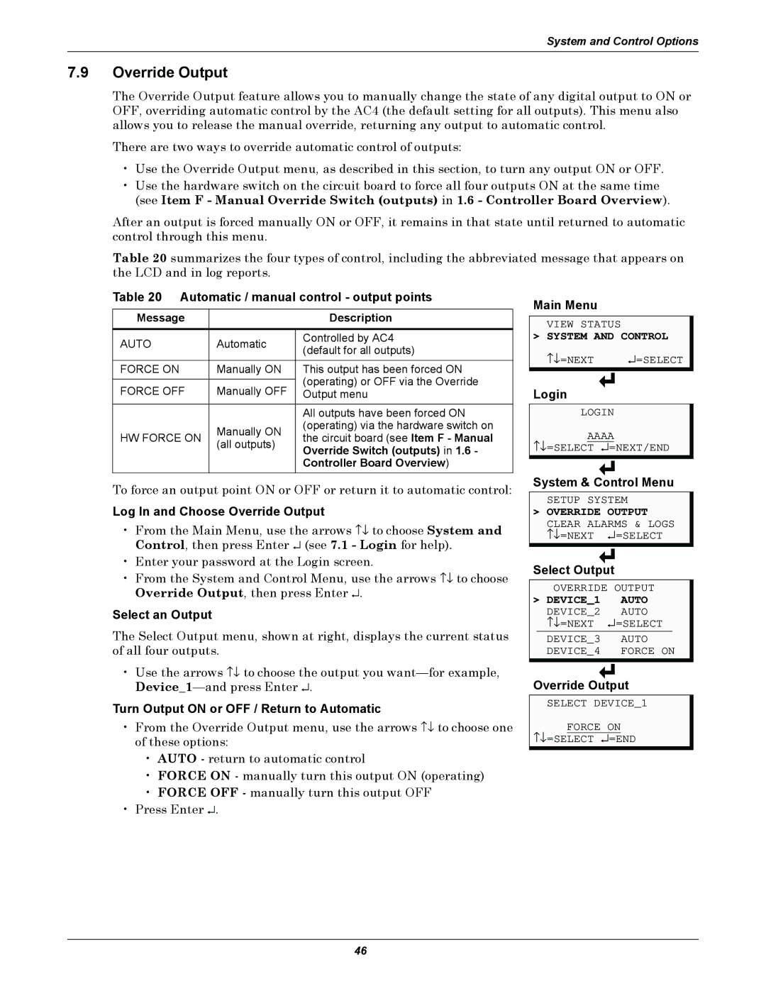 Liebert AC4 user manual Override Output 