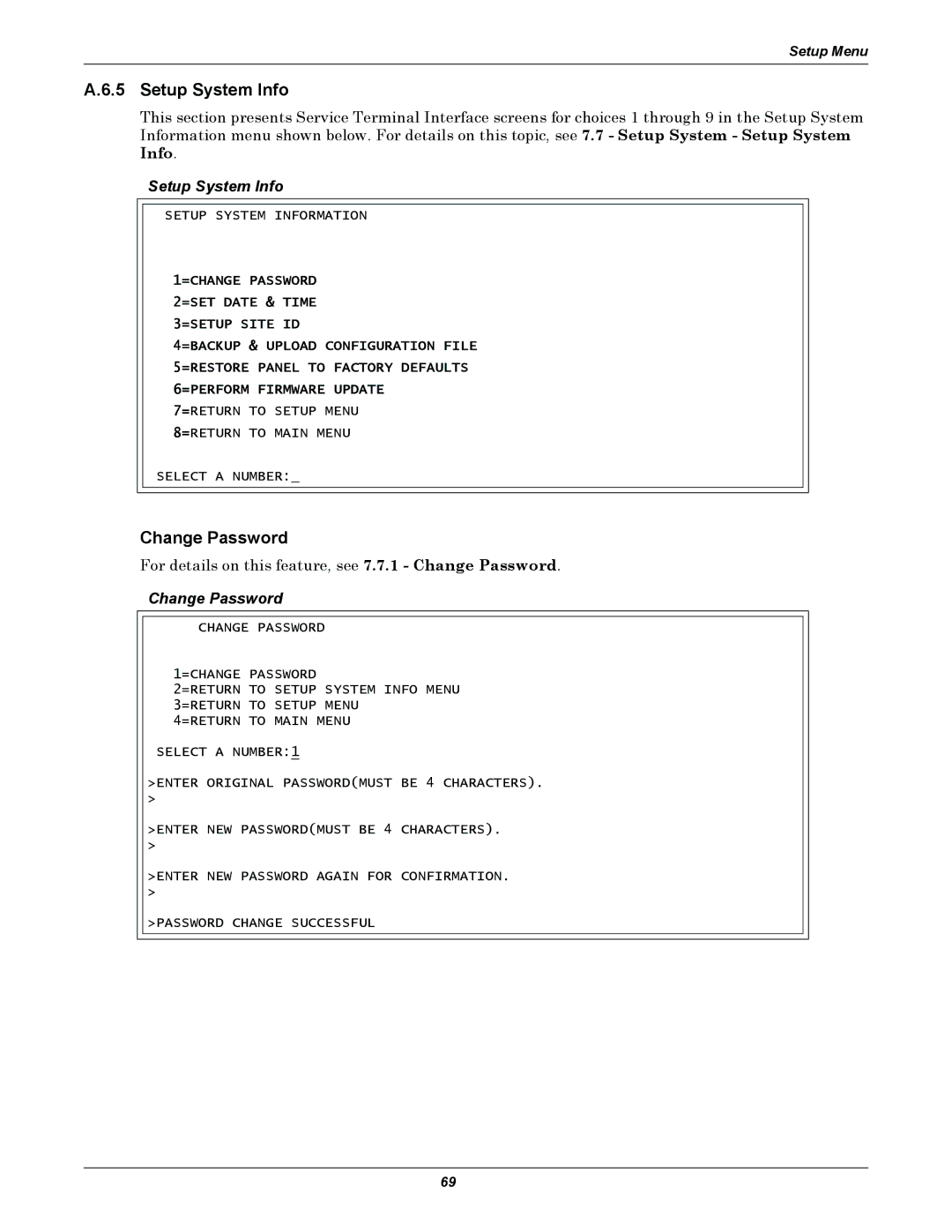 Liebert AC4 user manual Setup System Info, Change Password 