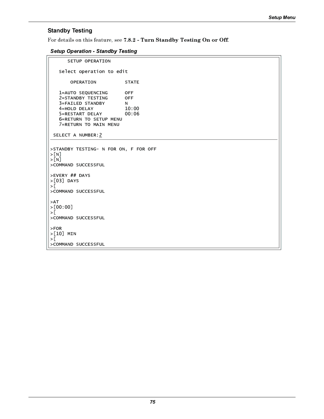 Liebert AC4 user manual Setup Operation Standby Testing 