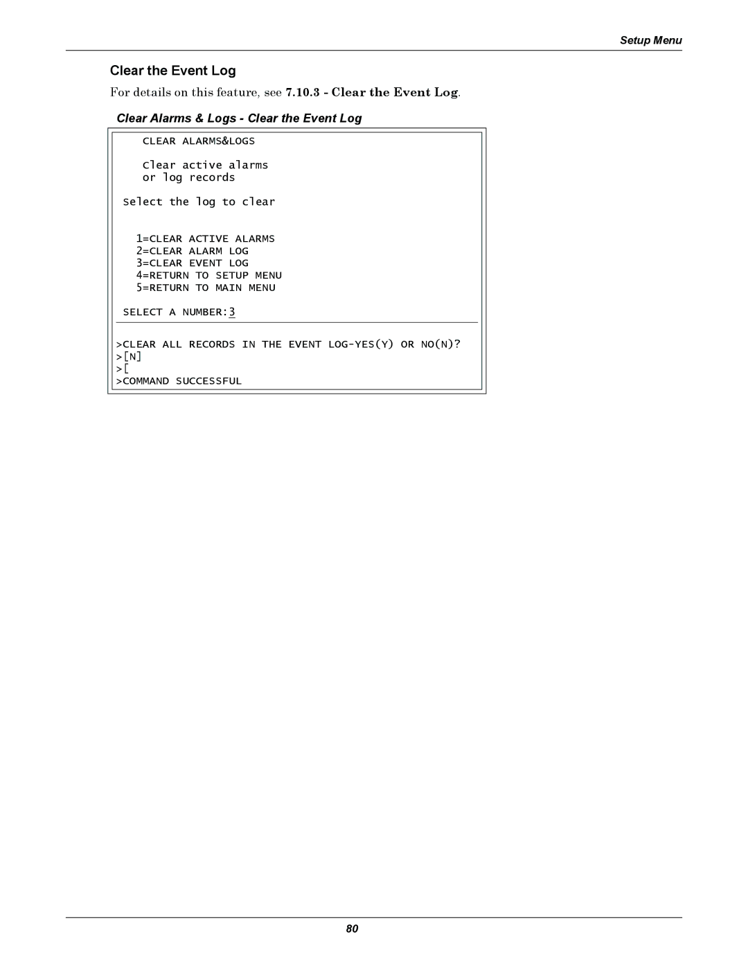 Liebert AC4 user manual Clear Alarms & Logs Clear the Event Log 