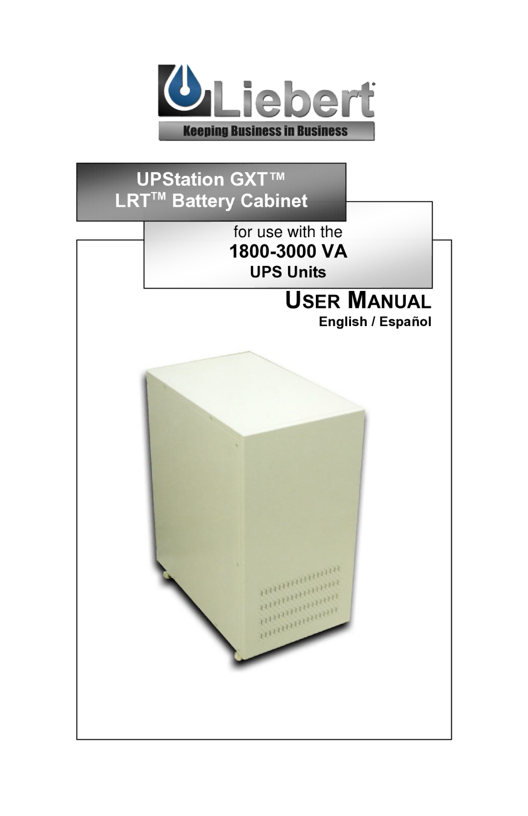 Liebert Battery Cabinet user manual UPStation GXT, 1800-3000 VA 