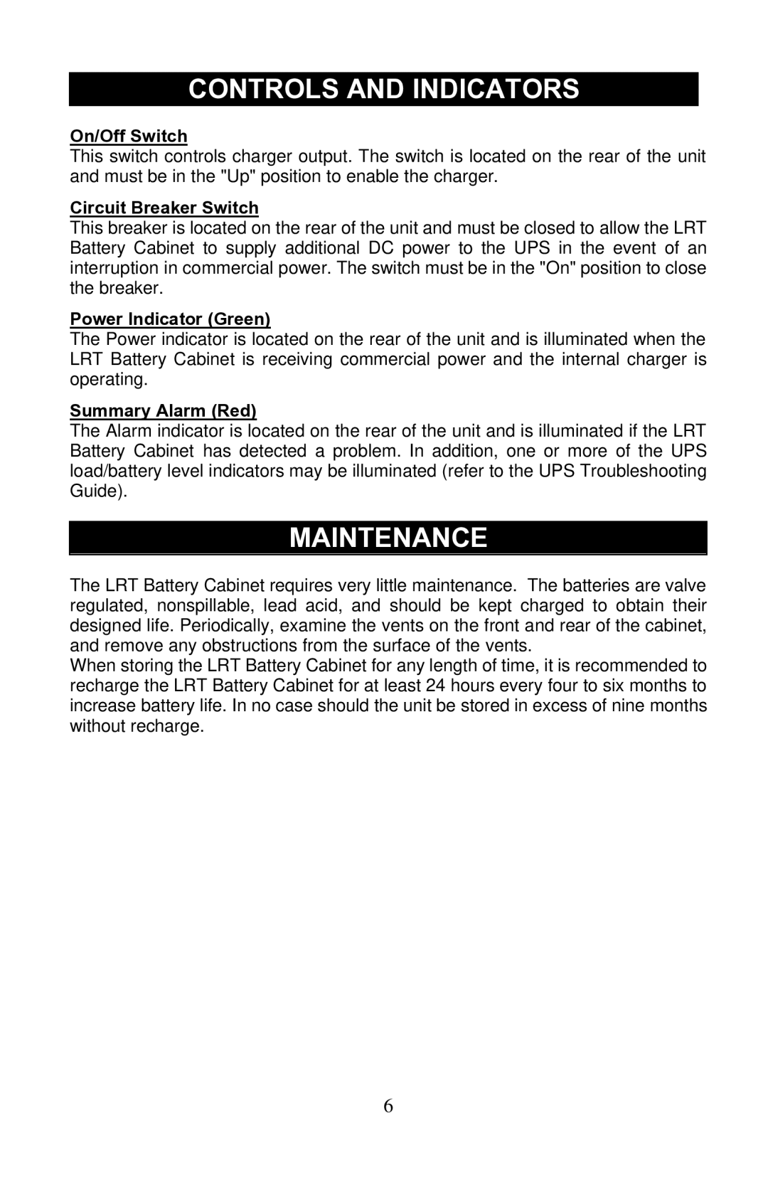 Liebert Battery Cabinet user manual Controls and Indicators 