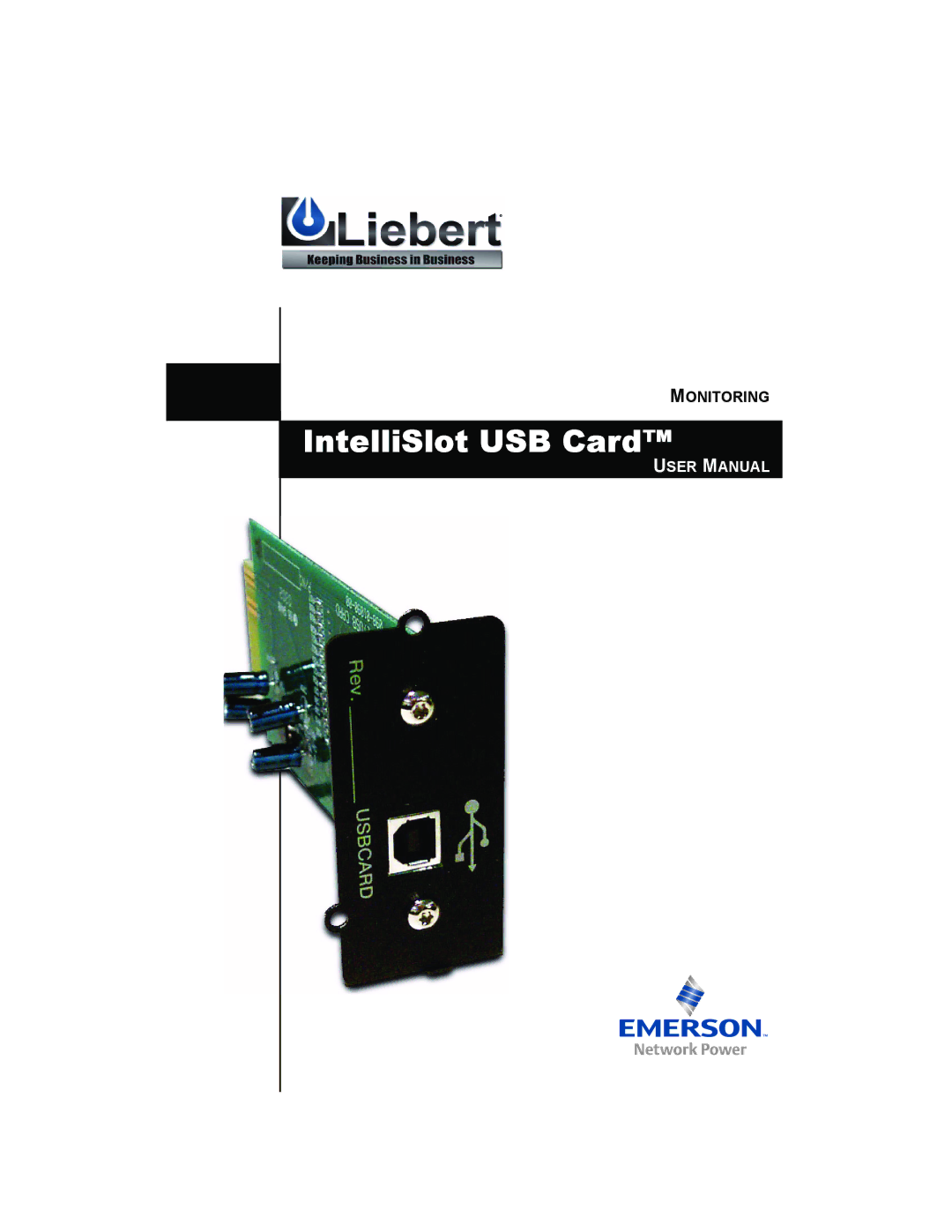 Liebert Computer Drive user manual IntelliSlot USB Card 