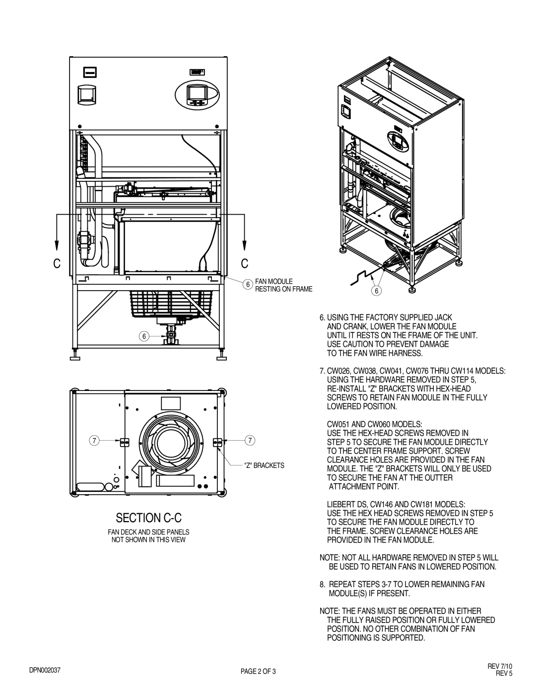 Liebert CW038, CW146 AND CW181, CW026 To the FAN Wire Harness, CW051 and CW060 Models, Liebert DS, CW146 and CW181 Models 