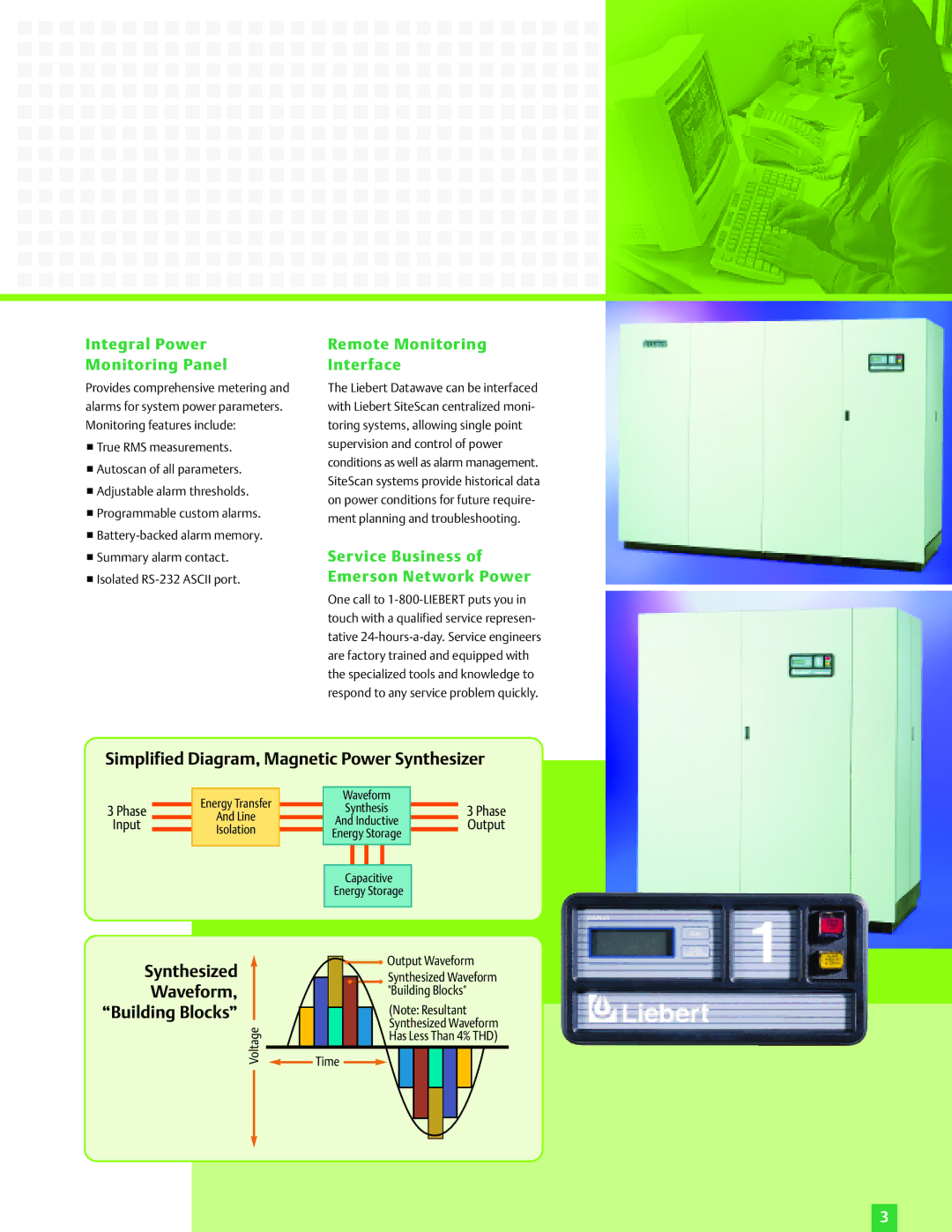 Liebert Datawave Integral Power Monitoring Panel, Remote Monitoring Interface, Service Business of Emerson Network Power 