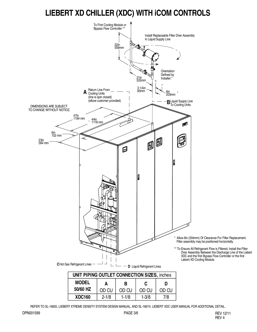 Liebert DPN001599 REV 12/11 user manual Dimensions are Subject To Change Without Notice 