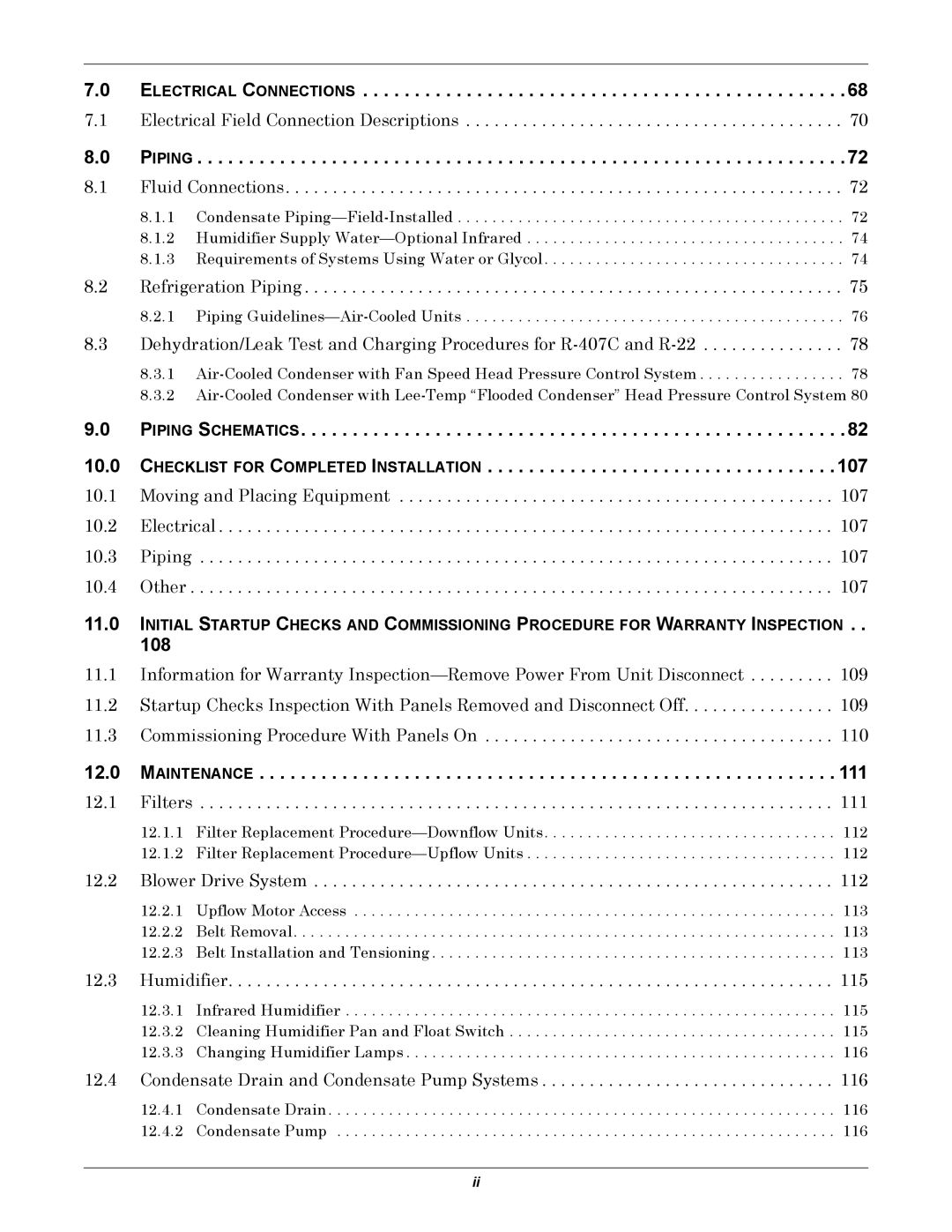 Liebert DS user manual Electrical Connections, Piping, 108, Maintenance 