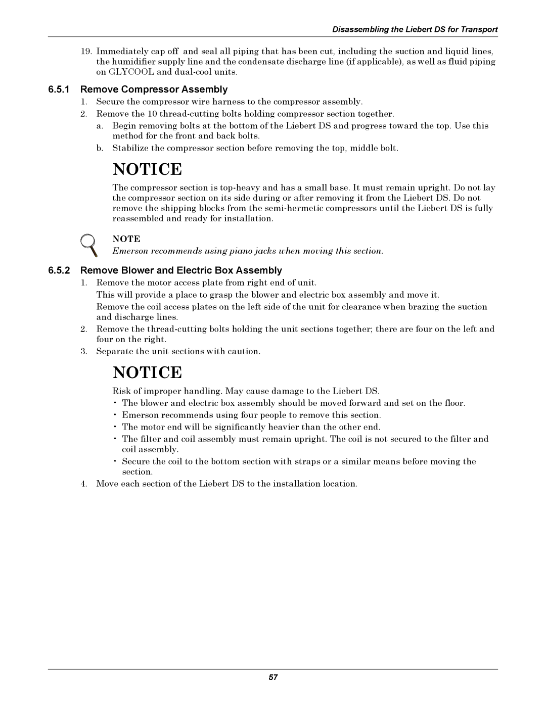 Liebert DS user manual Remove Compressor Assembly, Remove Blower and Electric Box Assembly 