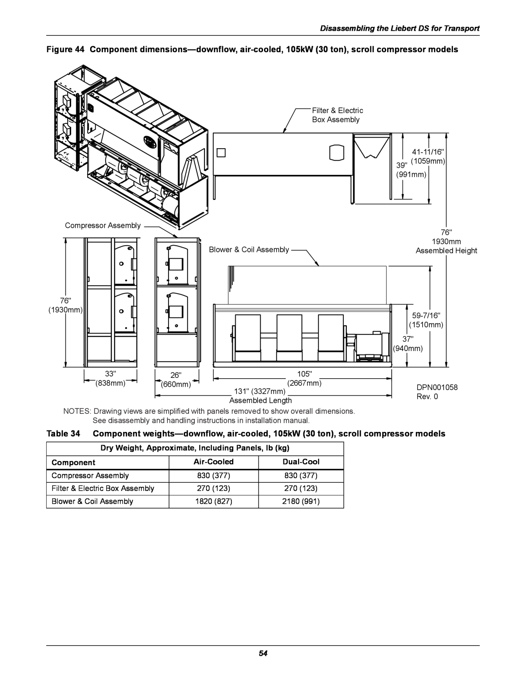Liebert DS user manual See disassembly and handling instructions in installation manual 