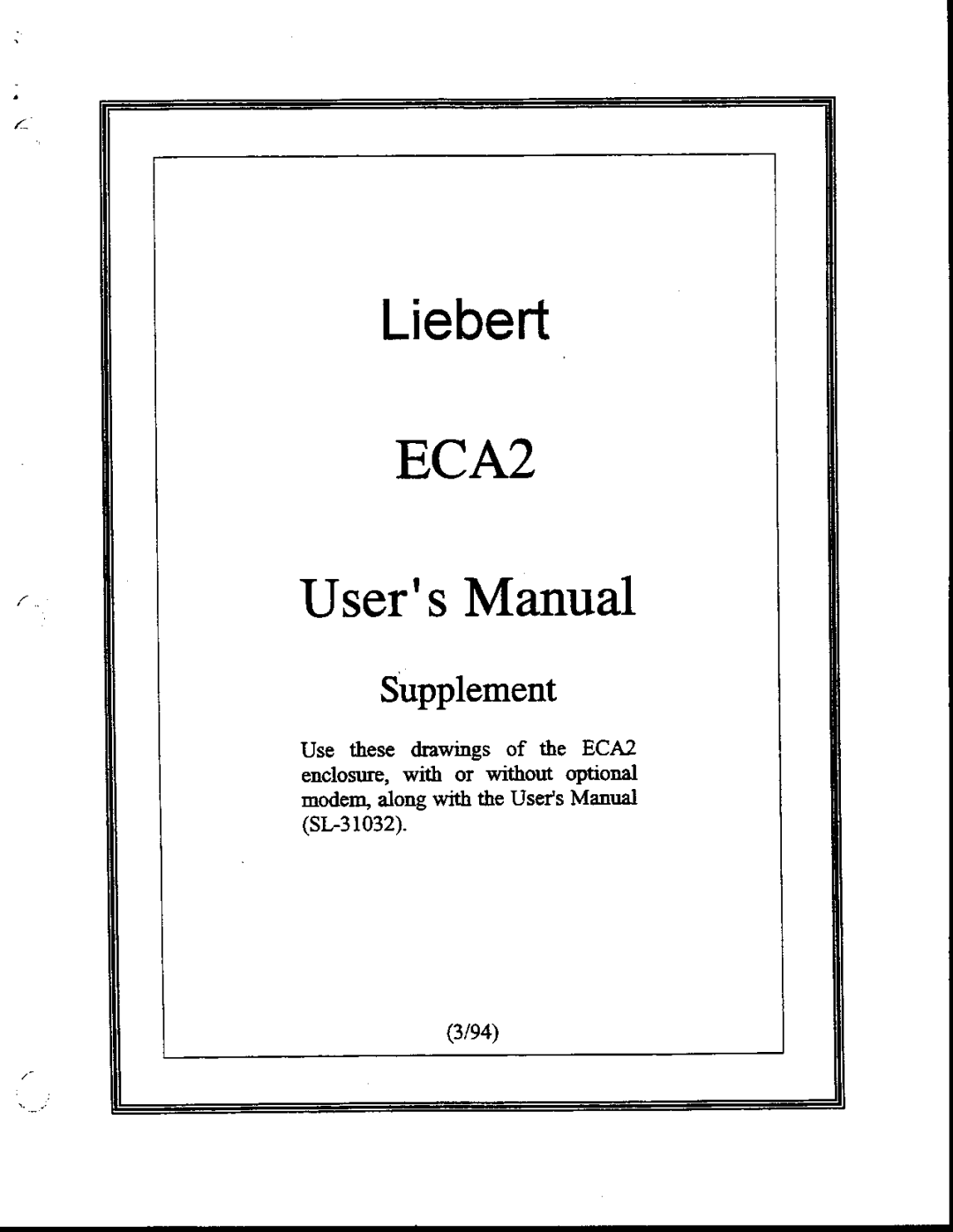 Liebert ECA2 manual 