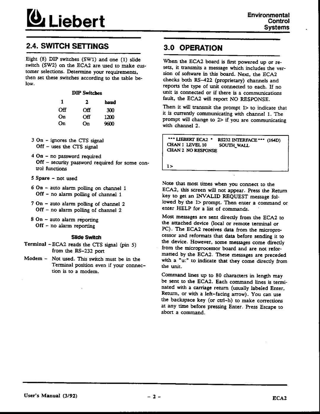 Liebert ECA2 manual 