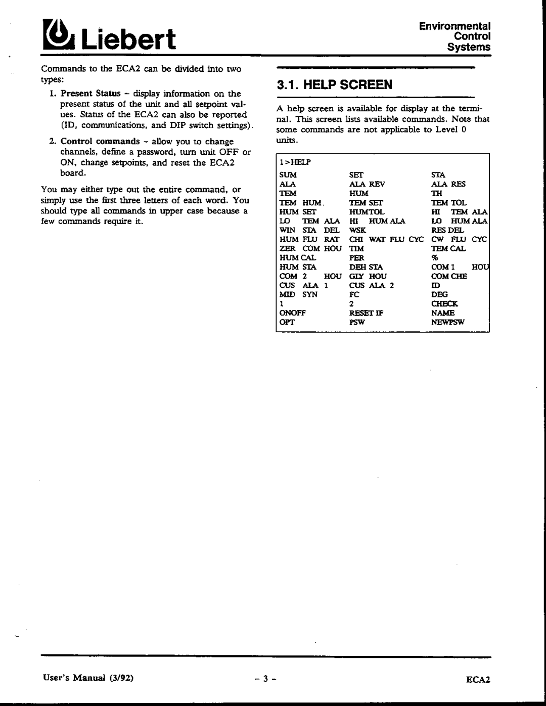 Liebert ECA2 manual 