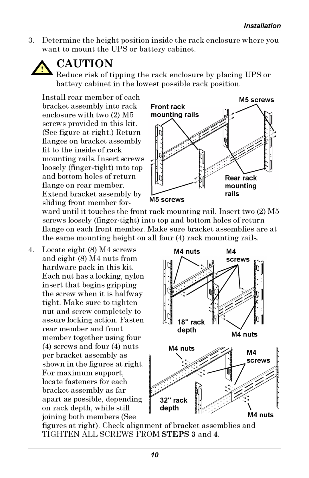 Liebert GXT 2U user manual Bracket assembly into rack 