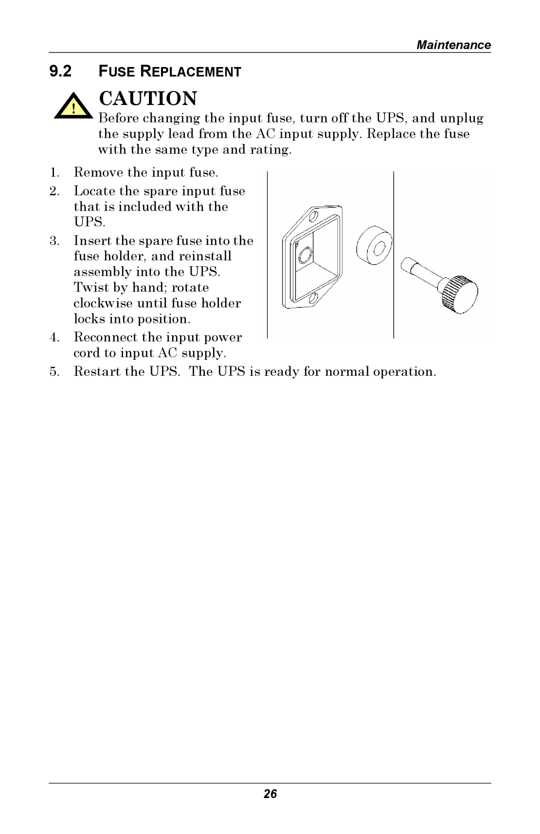 Liebert GXT 2U user manual Fuse Replacement 