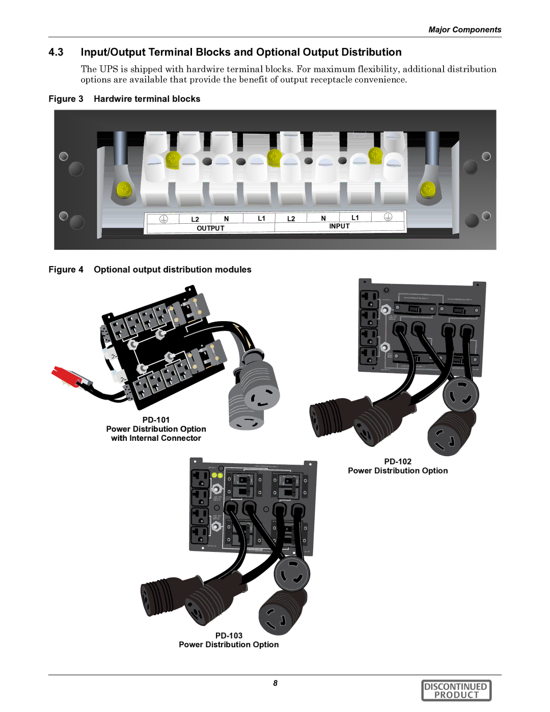 Liebert GXT2-10000RT208 PD-101 Power Distribution Option with Internal Connector, PD-102 Power Distribution Option PD-103 