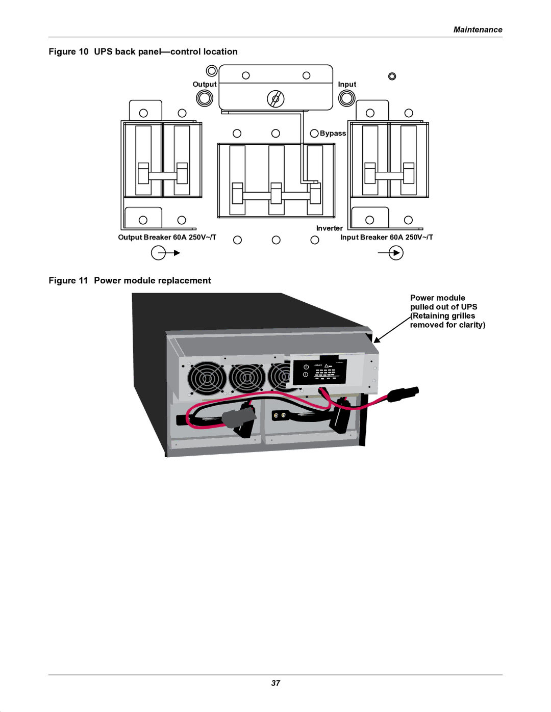 Liebert GXT2-10000RT208 user manual UPS back panel-control location 