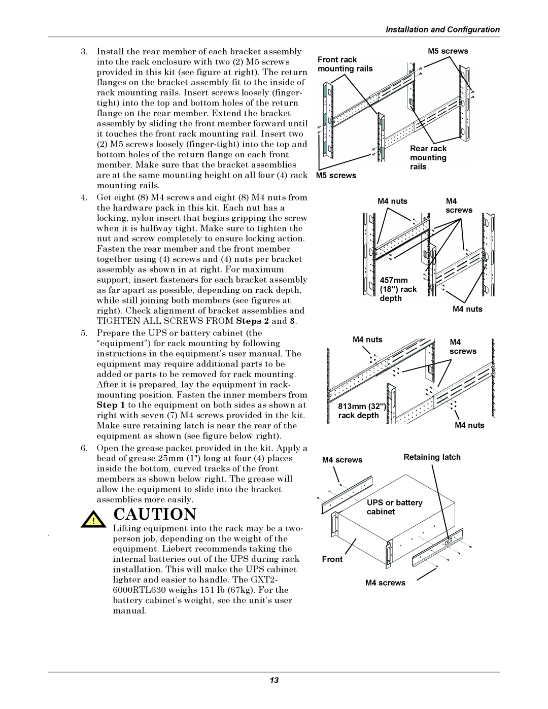 Liebert GXT2-6000RTL630 user manual Screws 