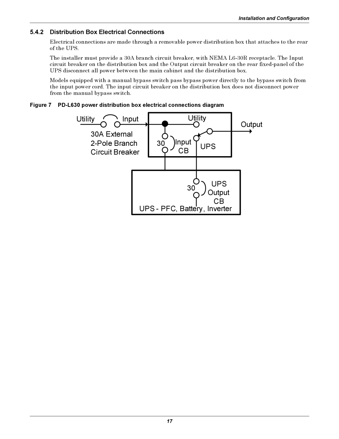 Liebert GXT2-6000RTL630 user manual Ups, Distribution Box Electrical Connections 