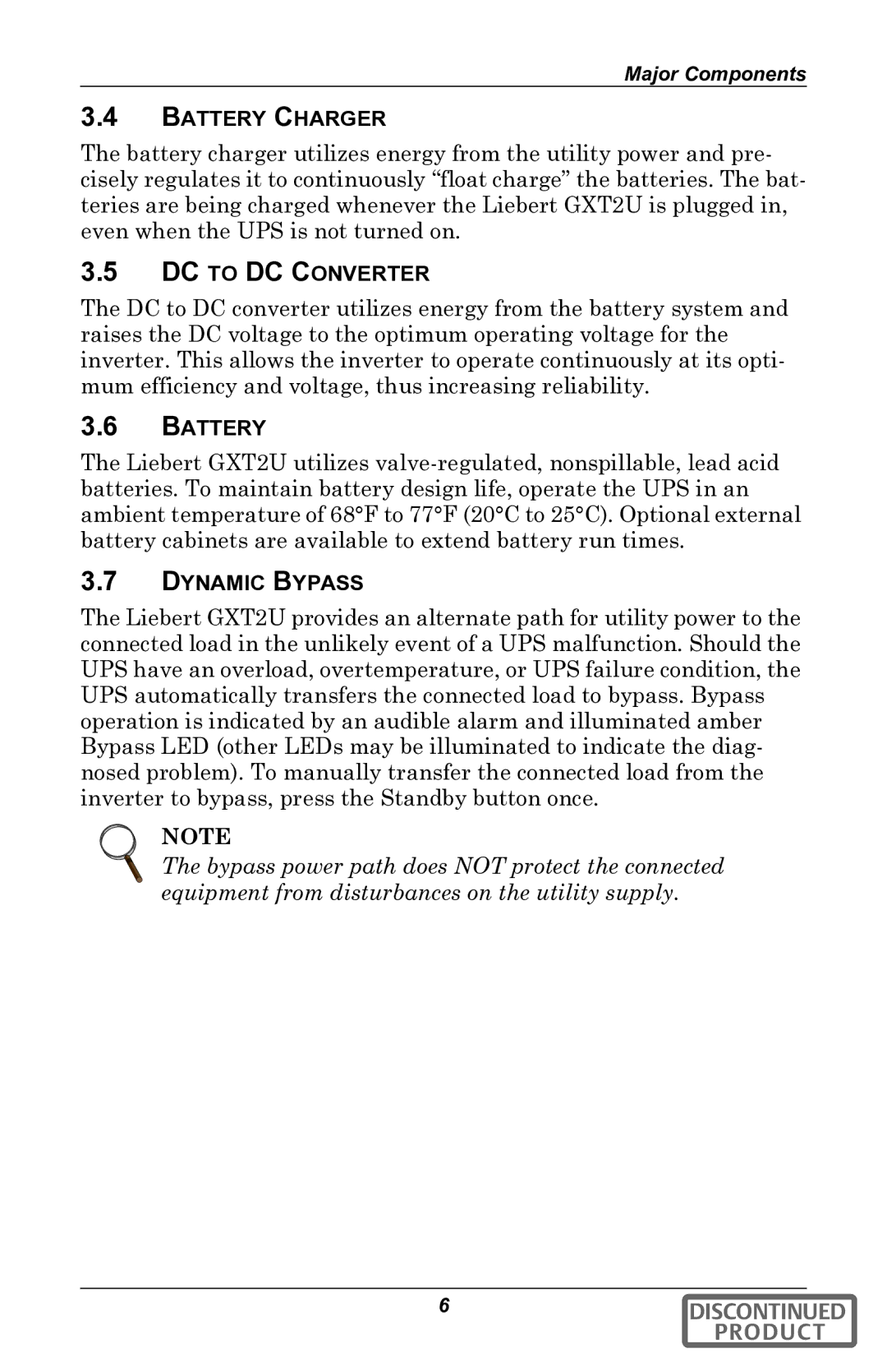 Liebert gxt2u user manual Battery Charger, DC to DC Converter, Dynamic Bypass 