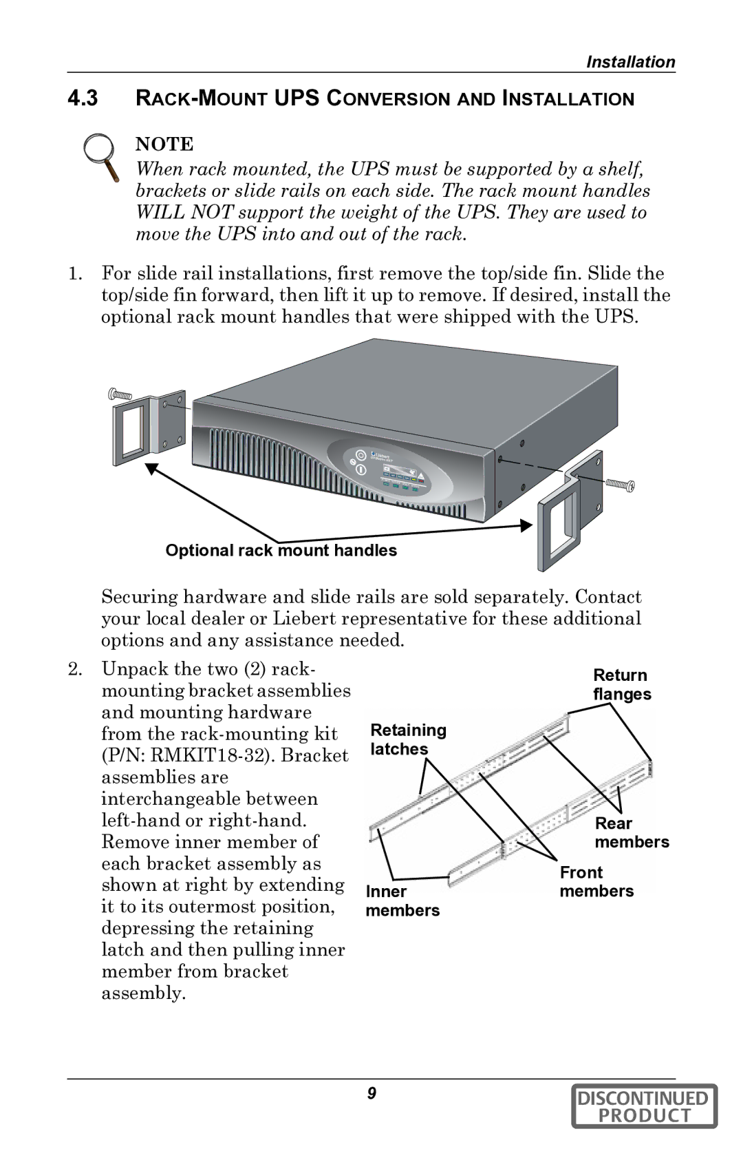 Liebert gxt2u user manual RACK-MOUNT UPS Conversion and Installation 