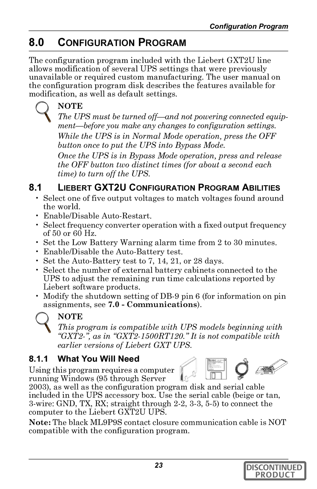 Liebert gxt2u user manual Liebert GXT2U Configuration Program Abilities 