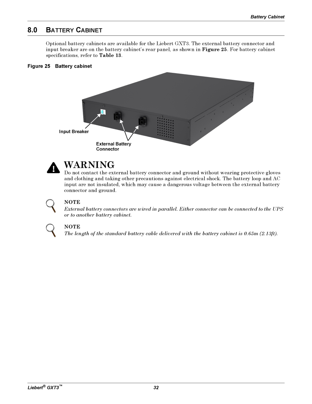 Liebert 3000VA, GXT3, 700VA user manual Battery Cabinet, Input Breaker External Battery Connector 