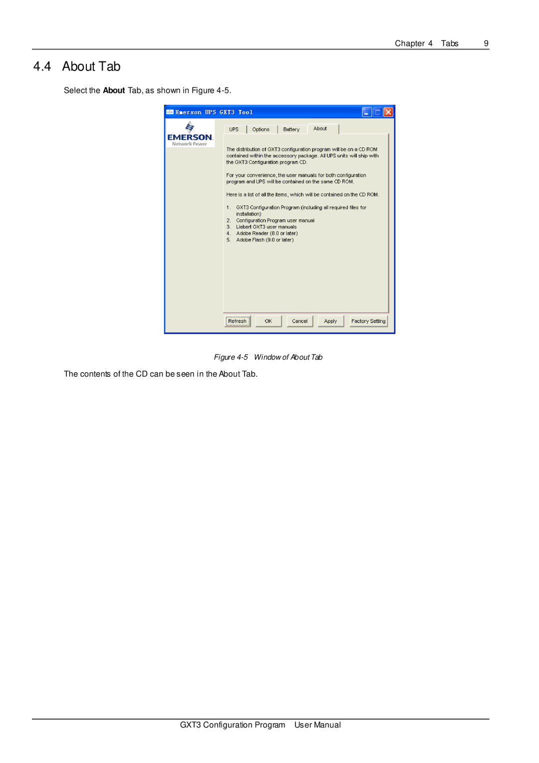 Liebert GXT3 user manual Window of About Tab 