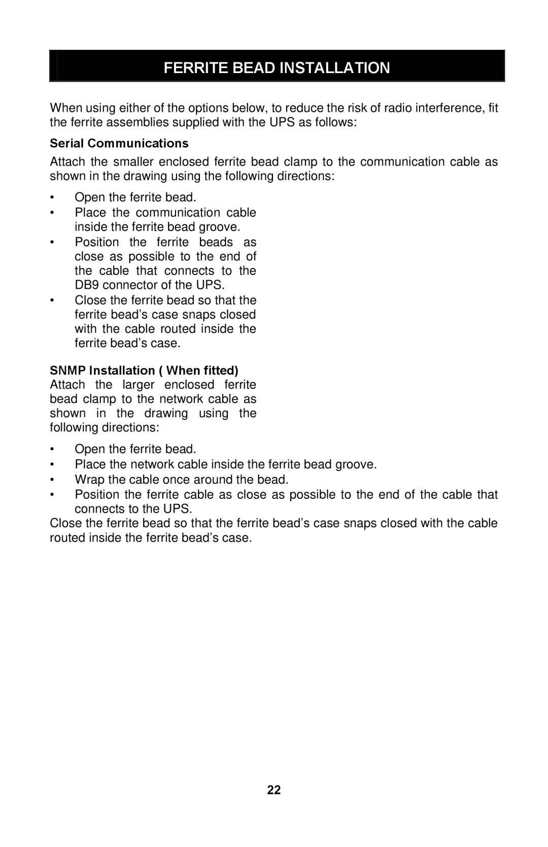 Liebert GXTTM user manual Ferrite Bead Installation, Serial Communications 