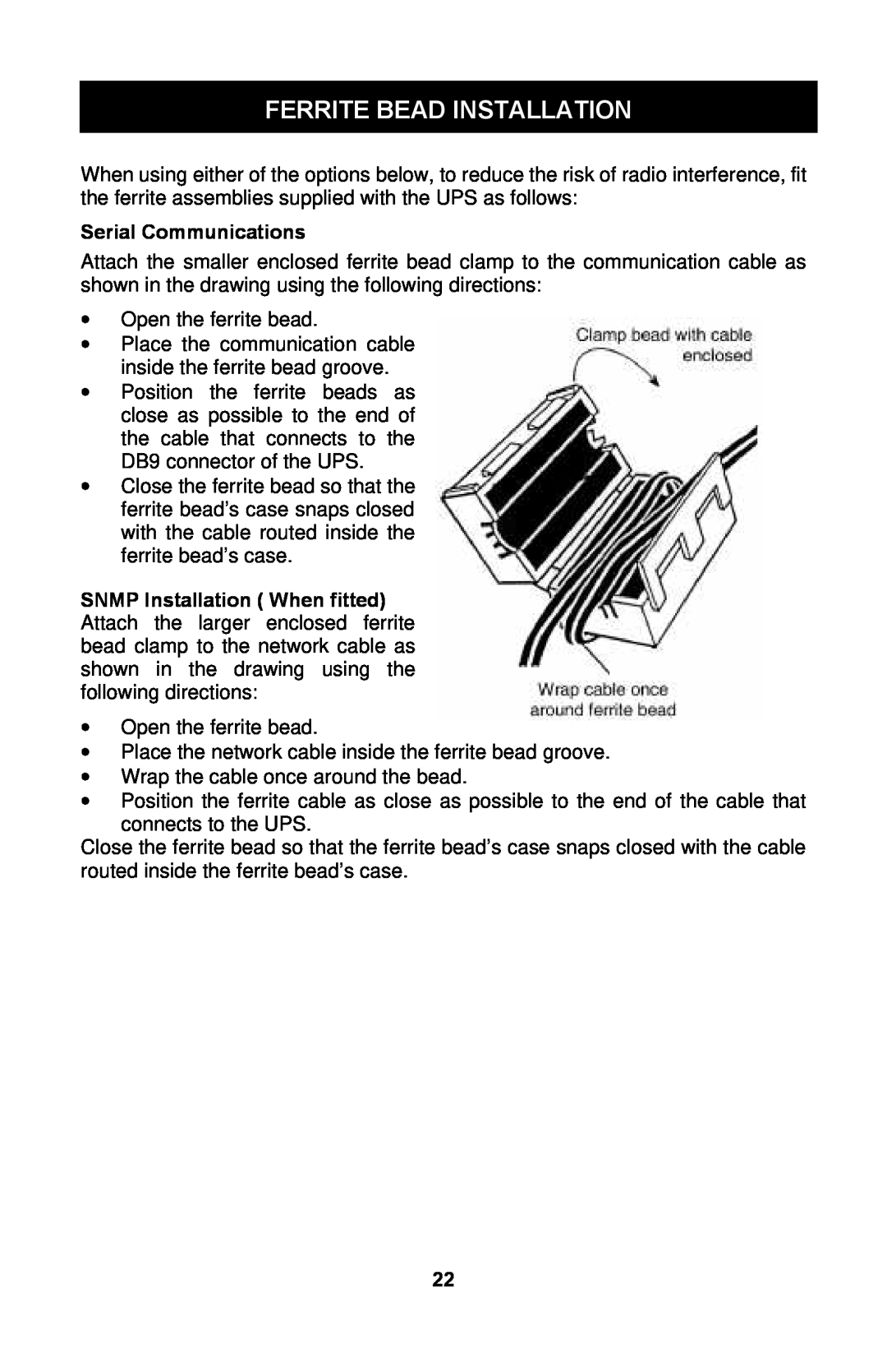 Liebert GXTTM user manual Ferrite Bead Installation, Serial Communications 