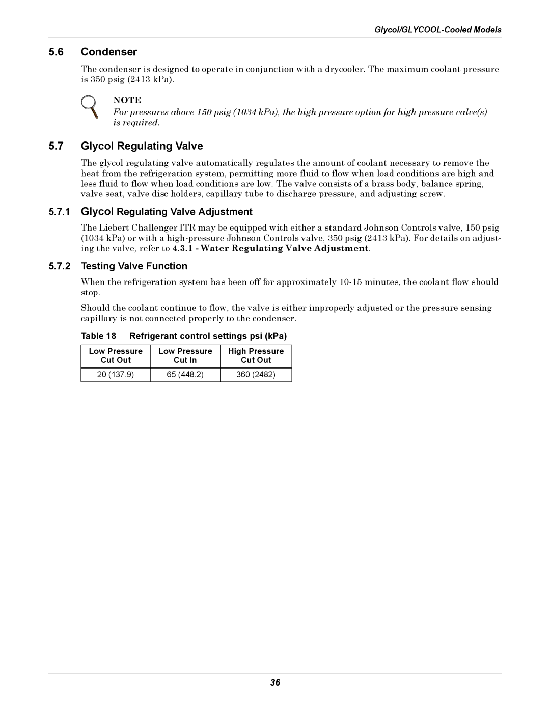 Liebert ITR installation manual Glycol Regulating Valve Adjustment 