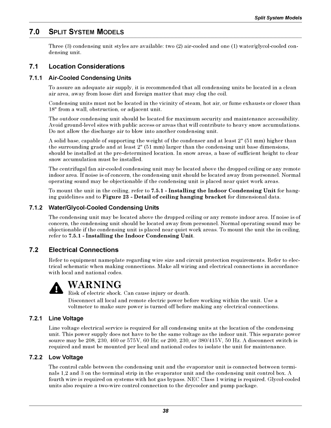 Liebert ITR installation manual Air-Cooled Condensing Units, Water/Glycol-Cooled Condensing Units 