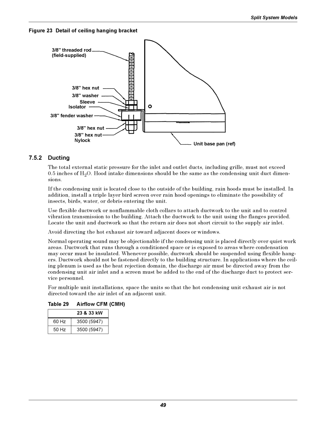Liebert ITR installation manual Ducting, Airflow CFM CMH 
