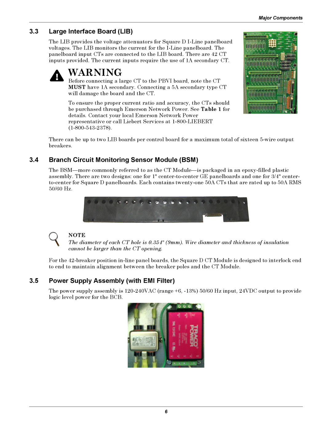 Liebert LDM Large Interface Board LIB, Branch Circuit Monitoring Sensor Module BSM, Power Supply Assembly with EMI Filter 