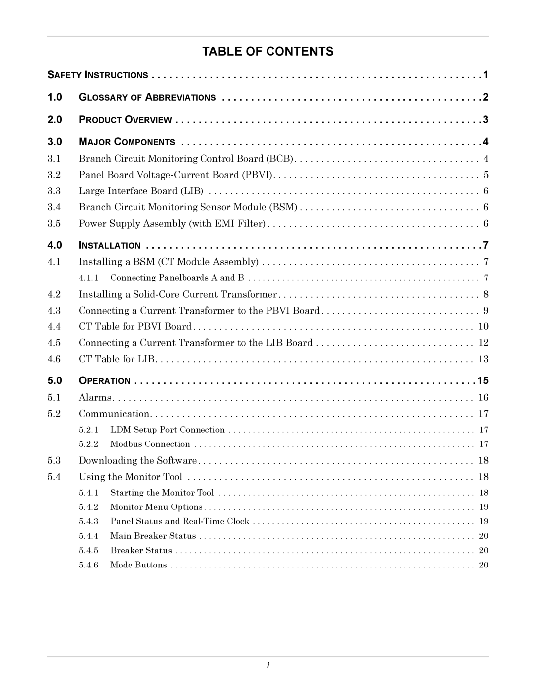 Liebert LDM user manual Table of Contents 