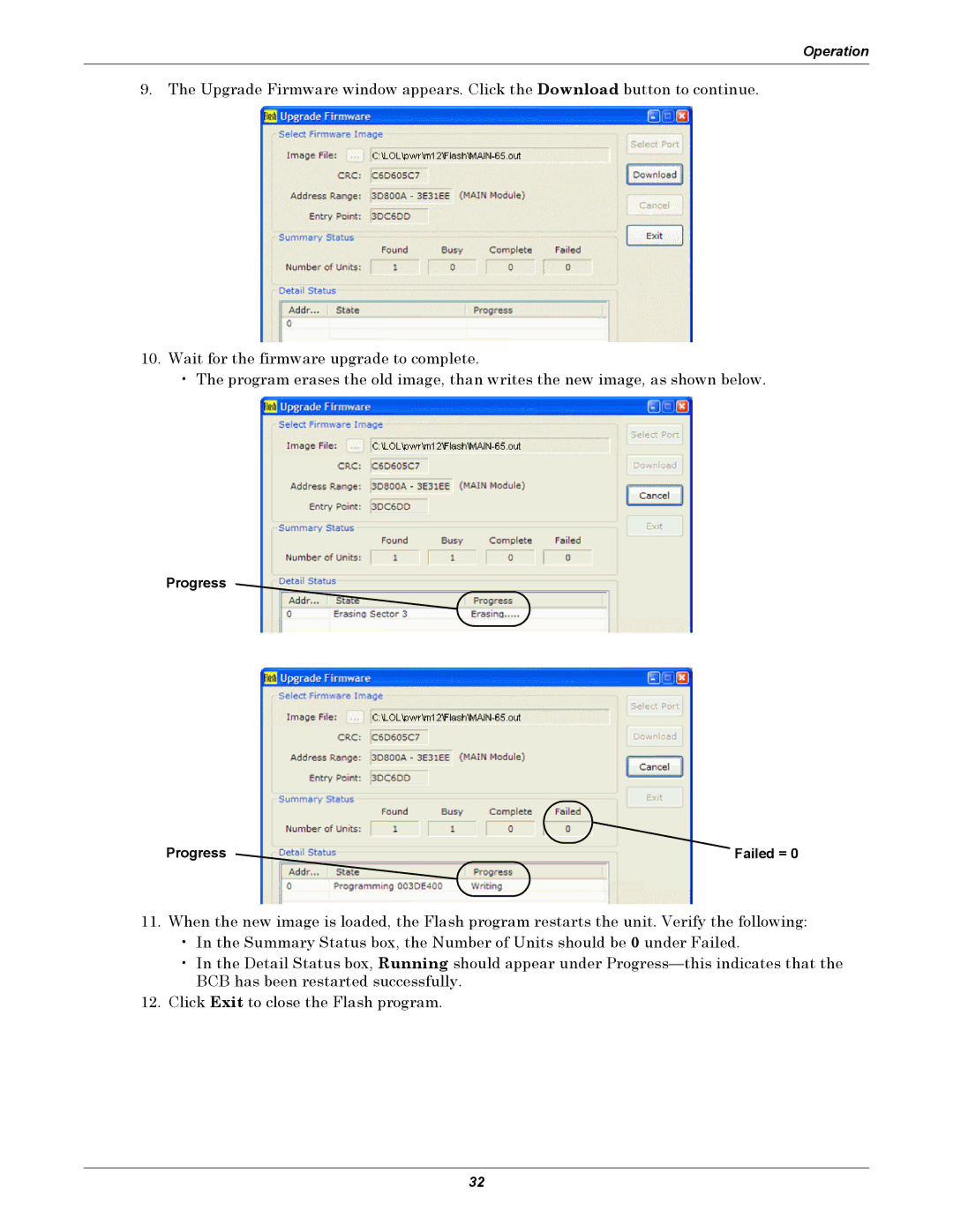 Liebert LDM user manual Progress Failed = 