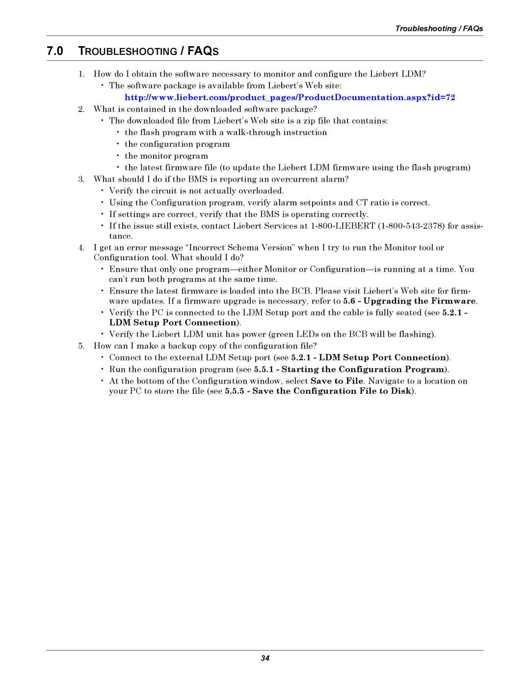 Liebert LDM user manual Troubleshooting / Faqs 