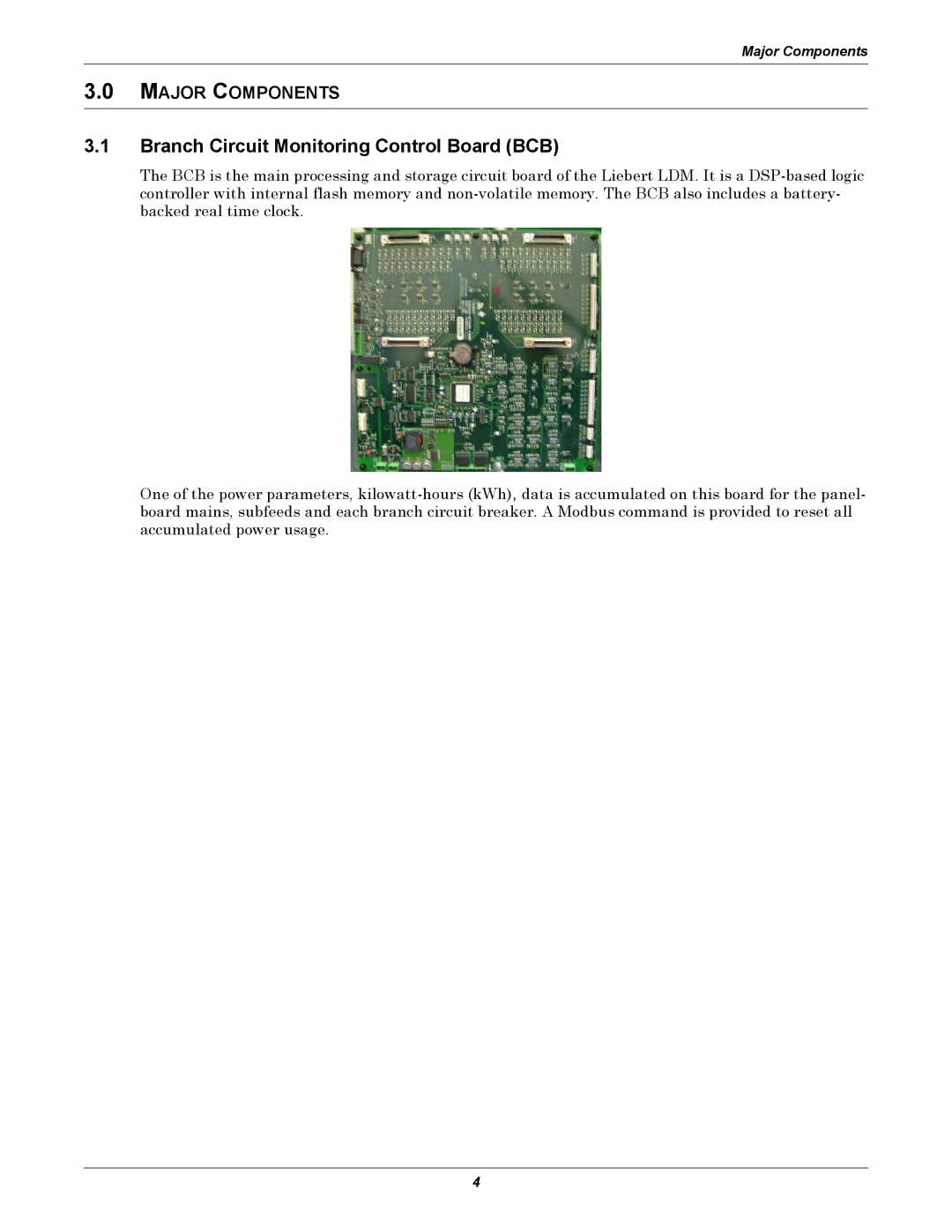 Liebert LDM user manual Branch Circuit Monitoring Control Board BCB, Major Components 