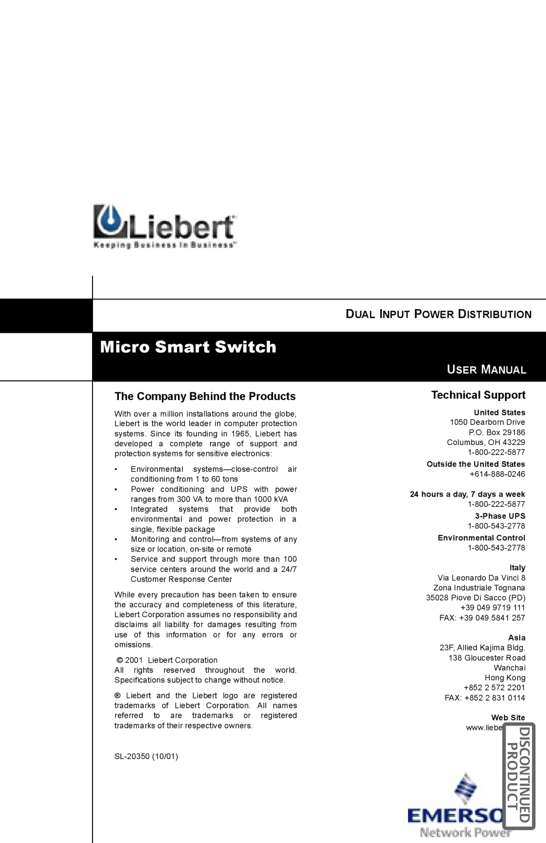 Liebert micro smart switch user manual Micro Smart Switch 